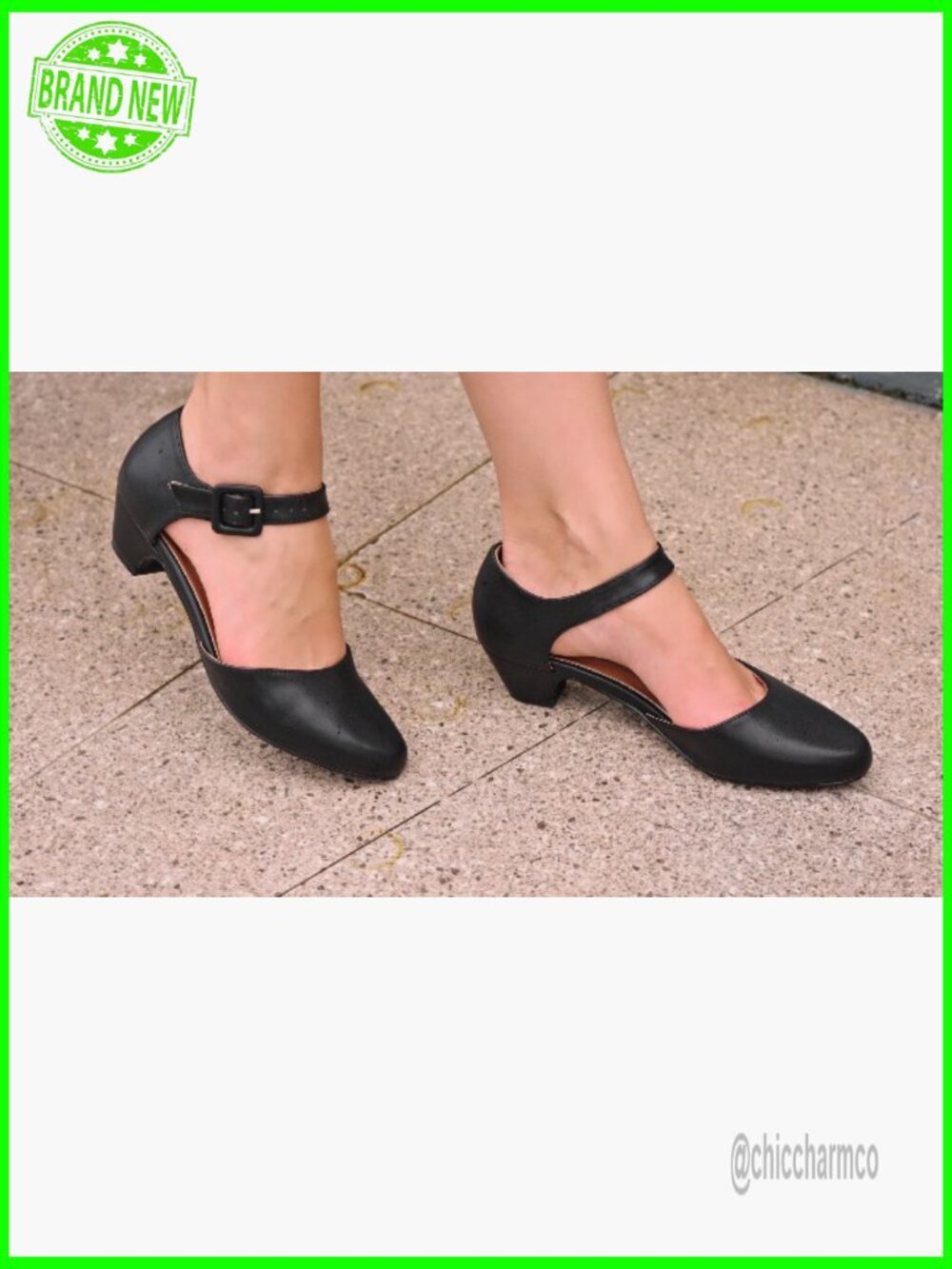 Closed Toe Chunky Heel Pumps Ankle Strap Dress Shoes Work Wedding - Picture 7 of 7